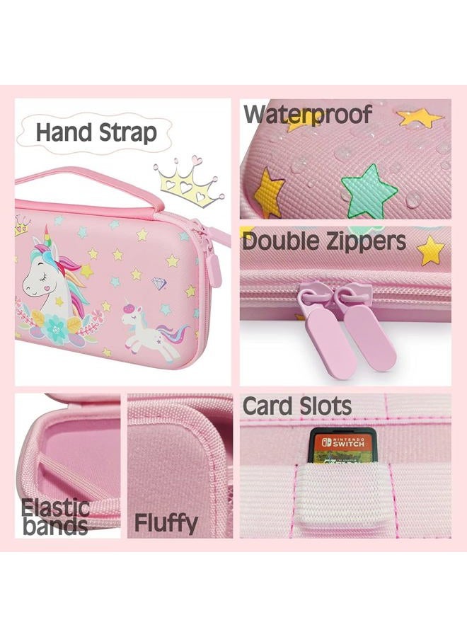 Trunple Pink Unicorn Carring Case Compatible with Nintendo Switch with Dockable Protective Grip Case + Screen Protector + Unicorn Stickers, Hard Storage Case Accessories Kit for Girls Birthday - Image 5