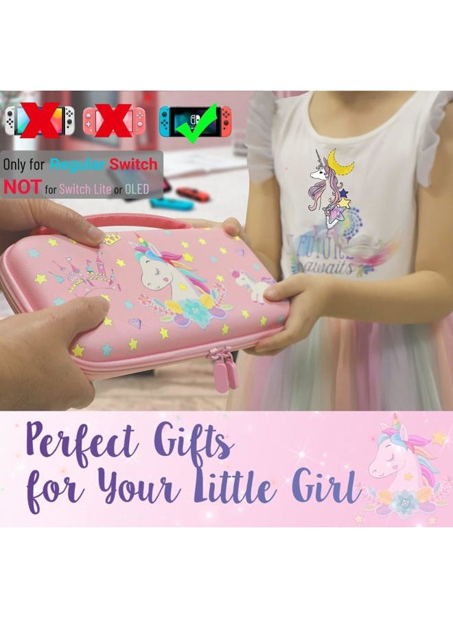 Trunple Pink Unicorn Carring Case Compatible with Nintendo Switch with Dockable Protective Grip Case + Screen Protector + Unicorn Stickers, Hard Storage Case Accessories Kit for Girls Birthday - Image 3
