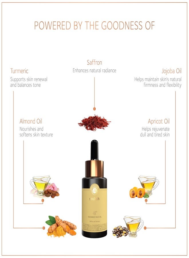 SoulTree Radiance Face Oil with Saffron & Turmeric - Boosts Natural Glow, Hydrates & Nourishes Dull Skin - 30ml - Image 2