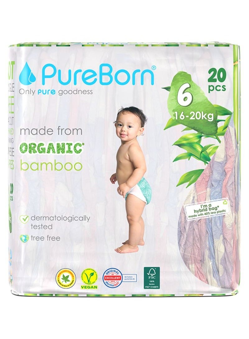 PureBorn Organic Bamboo Diapers Size 4 20 Diapers - Image 1