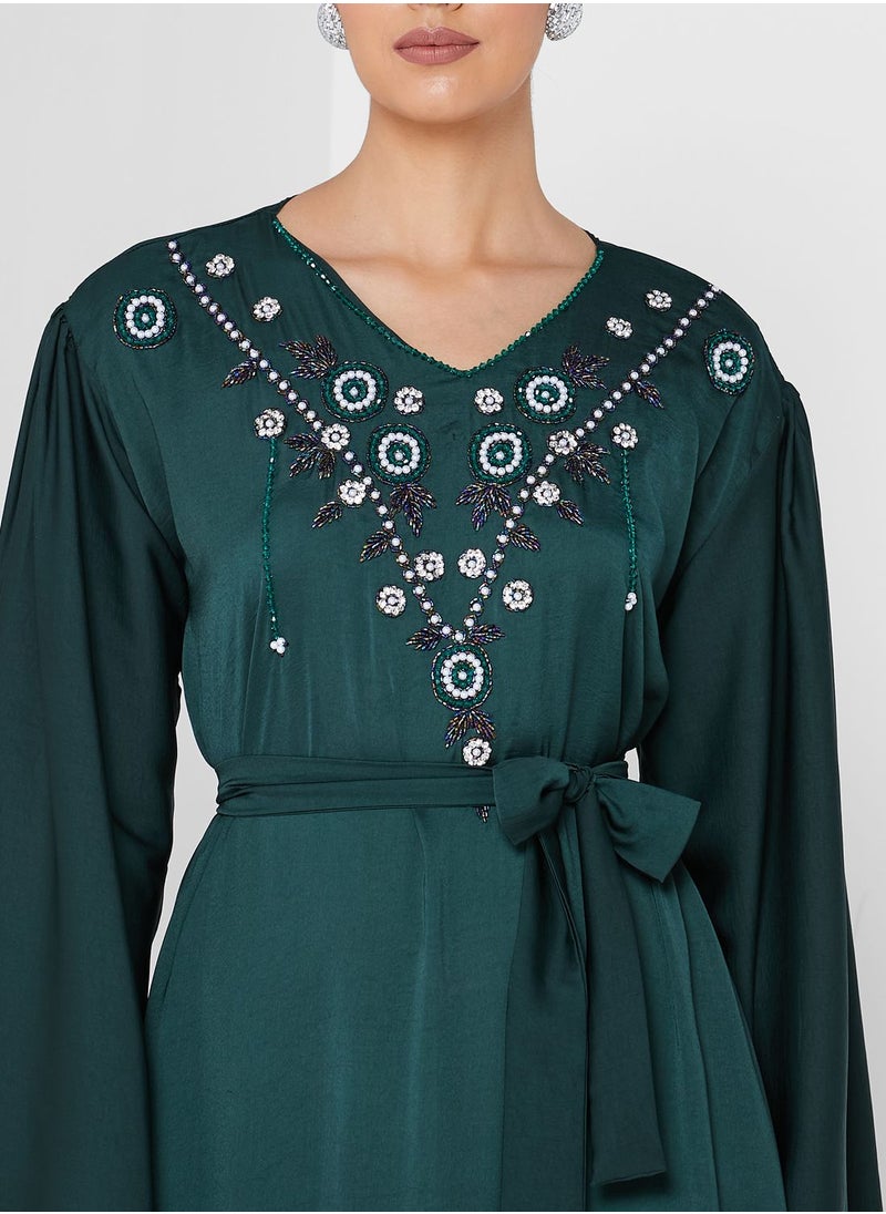 hayas closet - Embellished Belted Jalabiya - Image 1