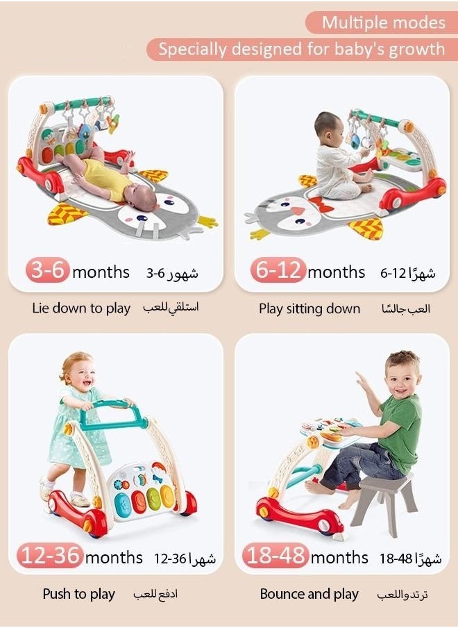 MIXDE 4 In 1 Baby Playmat & Play Piano Gym With Walker, Learning Walking Stroller and Soft Infants Floor Activity Center, Musical Keyboard, Tummy Time  - Image 3