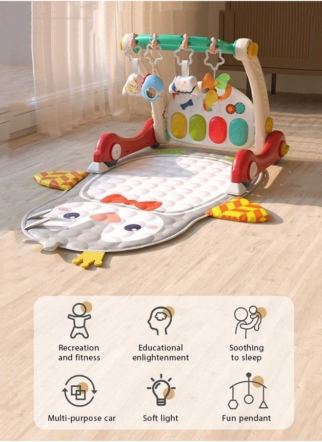 MIXDE 4 In 1 Baby Playmat & Play Piano Gym With Walker, Learning Walking Stroller and Soft Infants Floor Activity Center, Musical Keyboard, Tummy Time  - Image 2