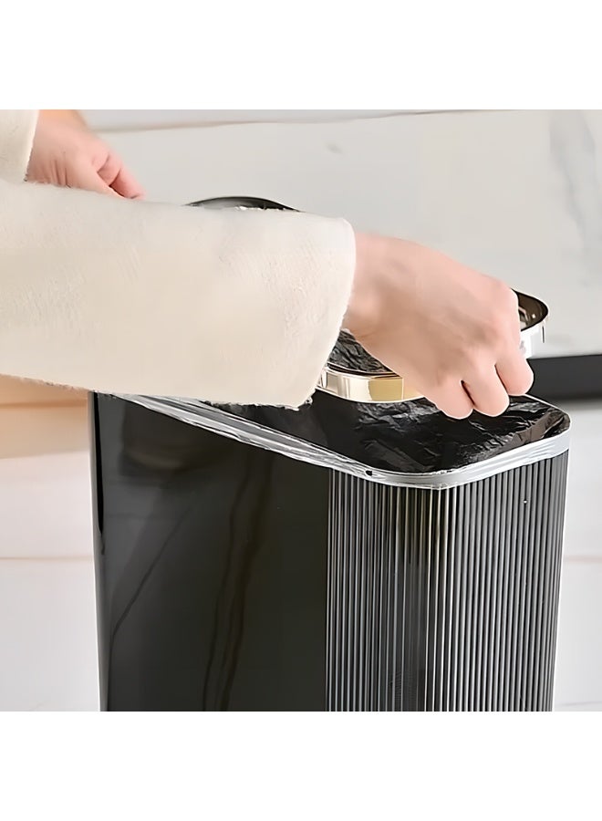 Noon East Plastic Trash Can with Lid, Garbage Container Basket for Bathrooms, Laundry Room, Kitchens, Offices, Dorms, 31 x 15.5 x 30 cm, Black - Image 5