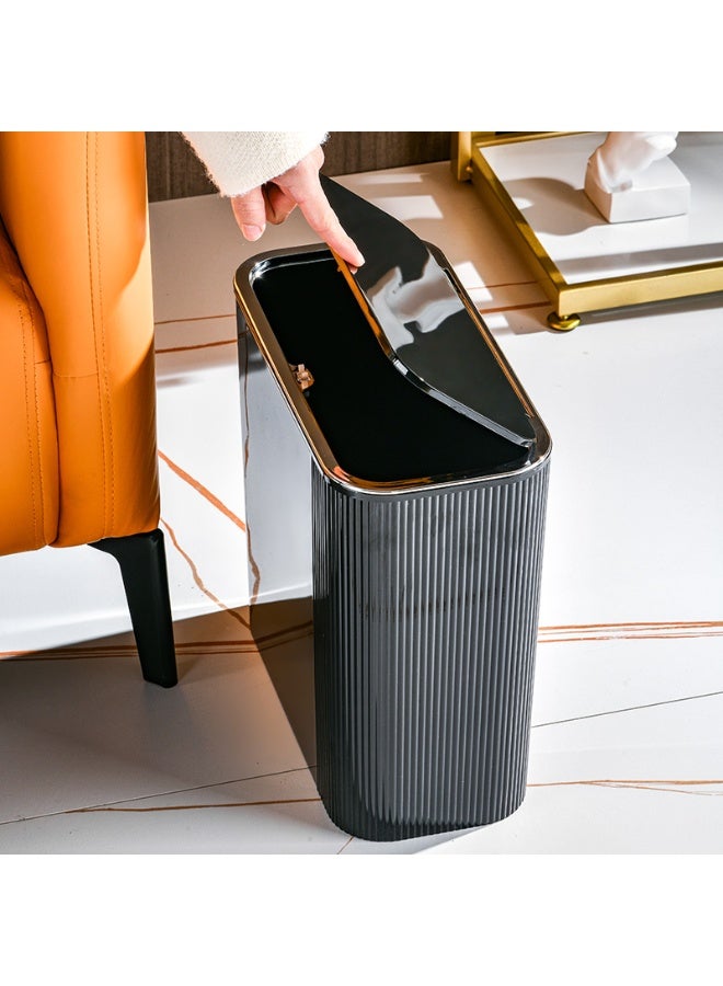Noon East Plastic Trash Can with Lid, Garbage Container Basket for Bathrooms, Laundry Room, Kitchens, Offices, Dorms, 31 x 15.5 x 30 cm, Black - Image 3