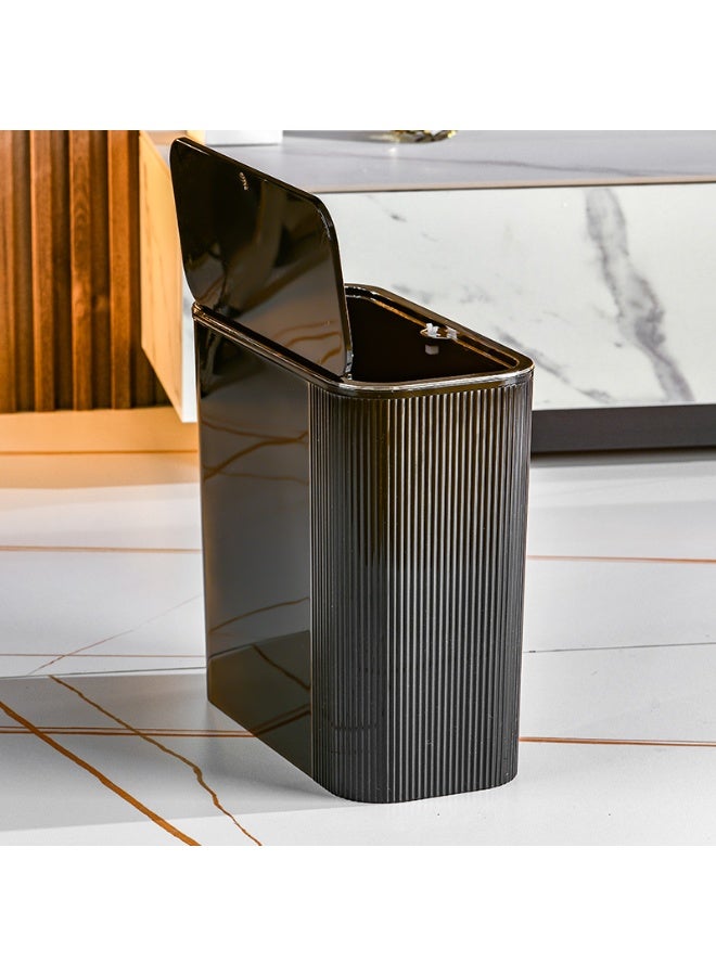 Noon East Plastic Trash Can with Lid, Garbage Container Basket for Bathrooms, Laundry Room, Kitchens, Offices, Dorms, 31 x 15.5 x 30 cm, Black - Image 4