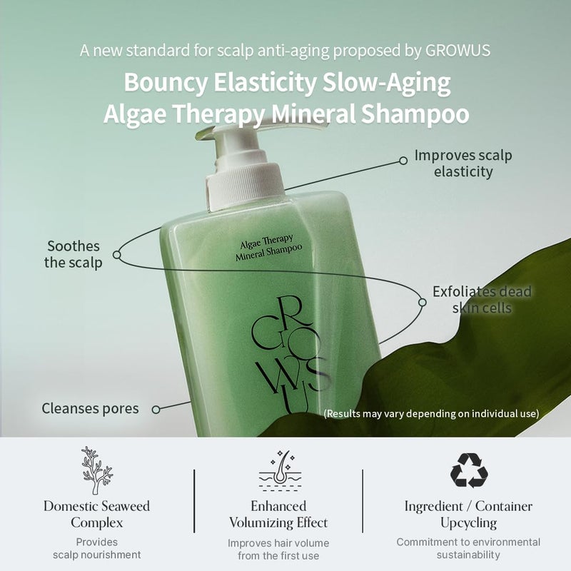 GROWUS Marine PDRN & Biotin | Algae Therapy Mineral Shampoo for Thinning Hair - Seaweed Complex Hair Fall Defense, Scalp Strengthening & Hydrating Formula - K-Beauty - 16.9 Fl Oz (500ml) - Image 2
