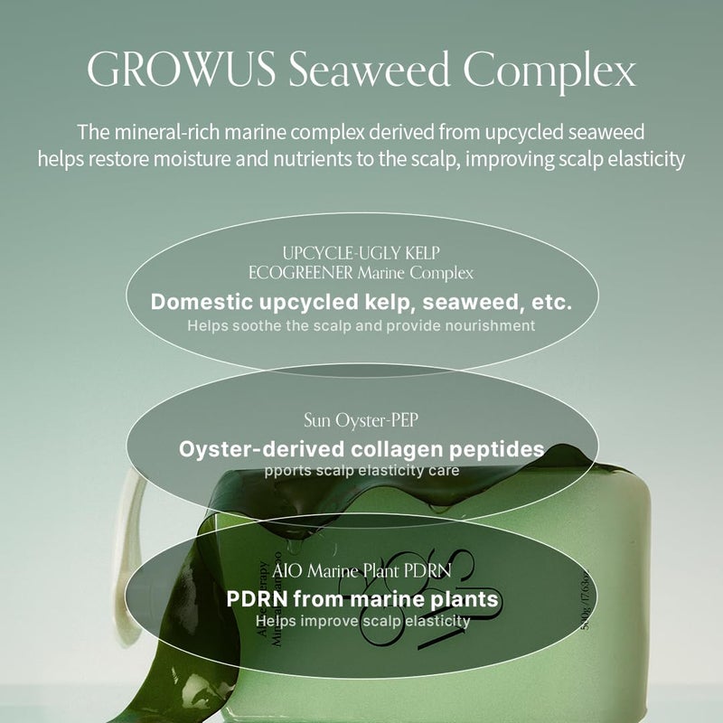 GROWUS Marine PDRN & Biotin | Algae Therapy Mineral Shampoo for Thinning Hair - Seaweed Complex Hair Fall Defense, Scalp Strengthening & Hydrating Formula - K-Beauty - 16.9 Fl Oz (500ml) - Image 3