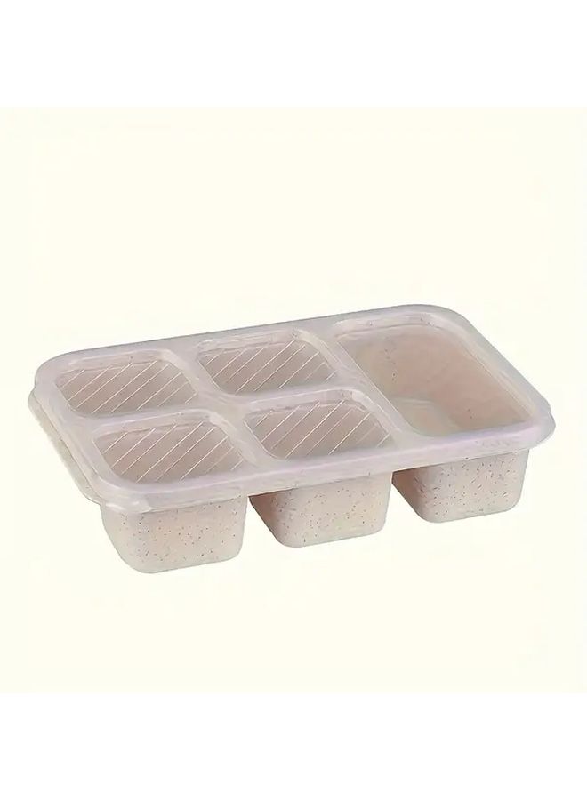 White 5 Compartment Portable Snack Box Leak Proof Food Storage Container For Travel Camping Picnic - Image 5