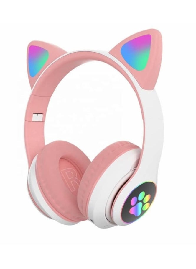 CAT Ear RGB Wireless Headphone STN-28 | High-Quality Stereo Sound | Bluetooth 5.0 for Stable Connection | Built-in Mic for Hands-Free Calls | Soft Cushioned Earpads for Comfort | Adjustable Headband | Long Battery Life | Ideal for Gaming, Music & Calls  - Image 1