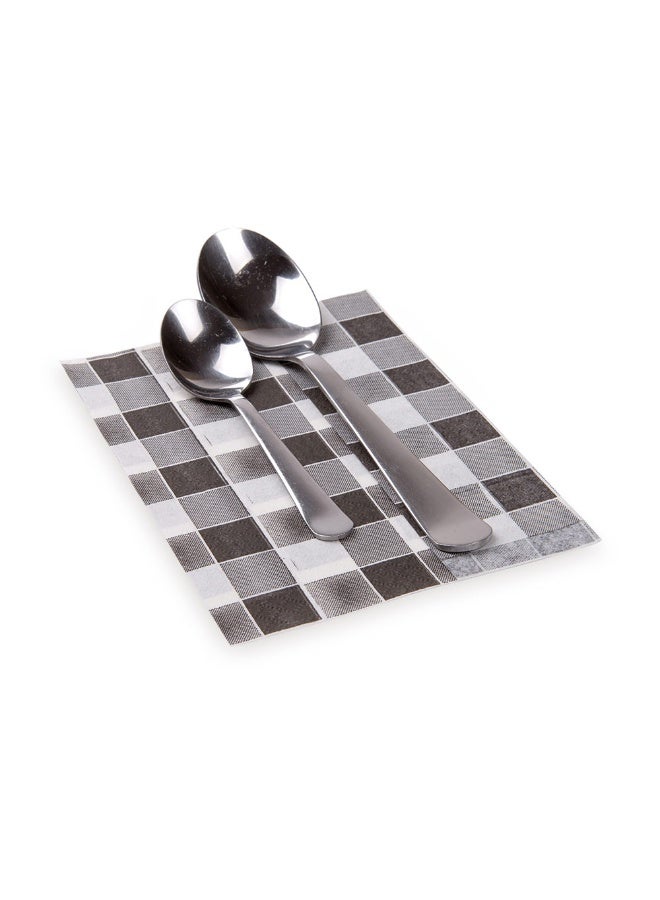 Restaurantware Luxenap 7 x 13.5 Inch Checkered Napkins, 100 Pre-Folded Picnic Napkins - 1-Ply, Black Paper Disposable Dinner Napkins, For Parties Or Everyday Use, Soft - Image 2