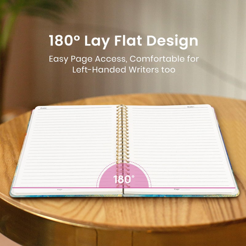 Taja Spiral Lined Journal for Women, Notebook for Work with Pretty Cover, 140 College Ruled Pages, Hardcover Notebook for Journaling, Note Taking, Bible Study, Color Splash - Image 4