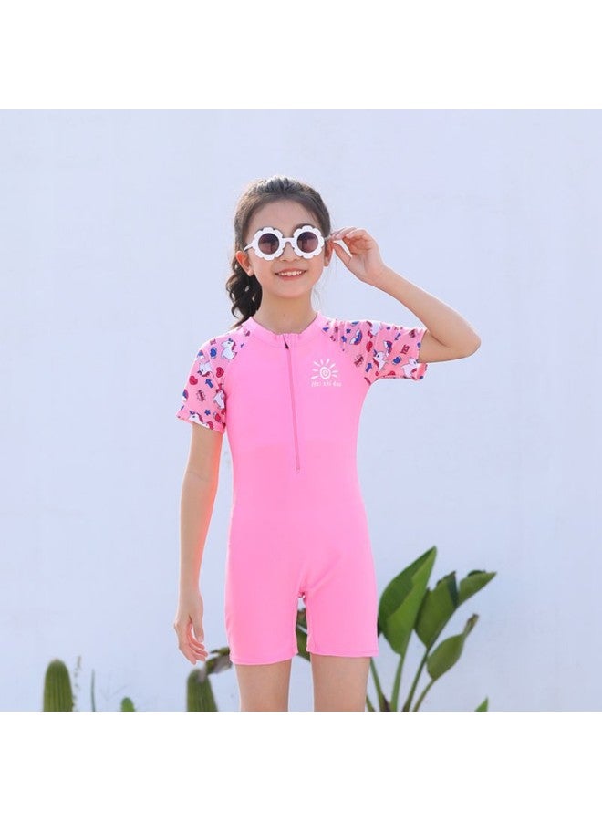 Loquat Source Manufacturers Children's Swimwear Smooth Quick-drying Sunscreen Boys Swimming Suit Girls Swimwear Can Be Customized-Color:E07 Pink- - Image 1