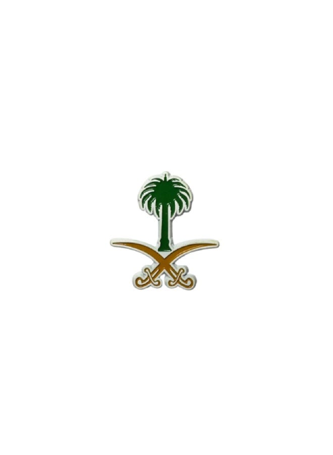 Metal sticker with two swords and a palm tree, green/gold, suitable for tablets and phones