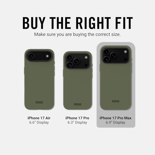 The Ridge Ridge Case Compatible with iPhone 17 PRO MAX - Compatible with MAGSAFE & Wireless Charging, Aluminum Control Buttons, Dual-Layer Construction, TPU Bumper with Drop Protection (Matte Olive) - Image 2