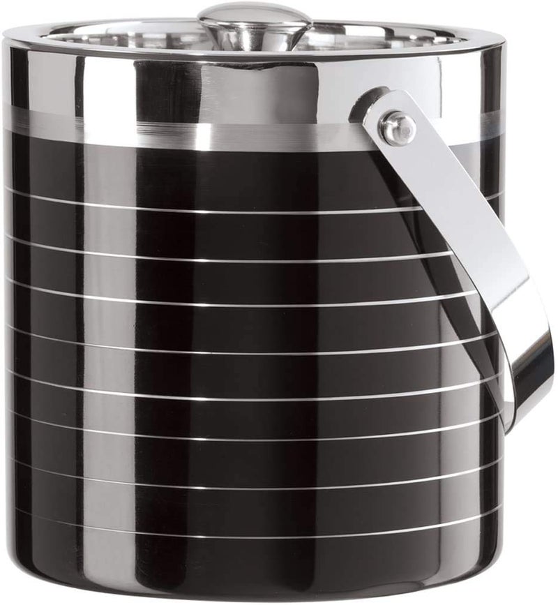 TAGROCK Double Walled Stainless Steel Insulated Ice Bucket with Lid & Ice Tong, Black Stripe, 1750ml - Image 5