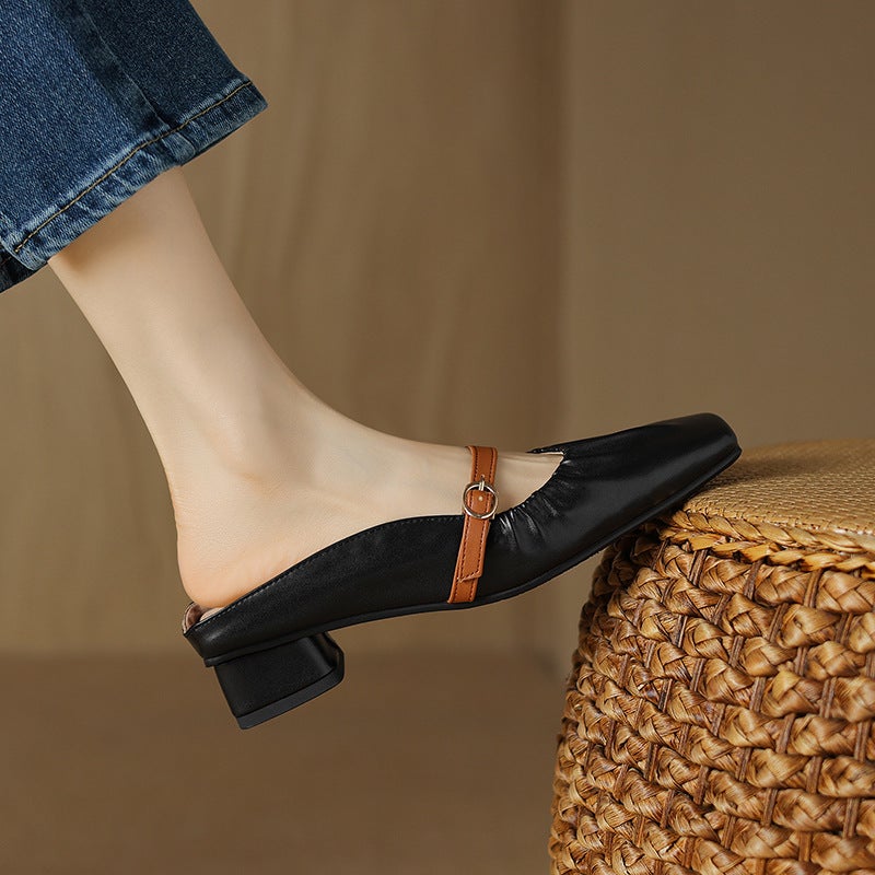 2024 Summer Casual Low Heel Square Head 33-43 Size Size Baotou Outdoor Slippers For Women - Image 5