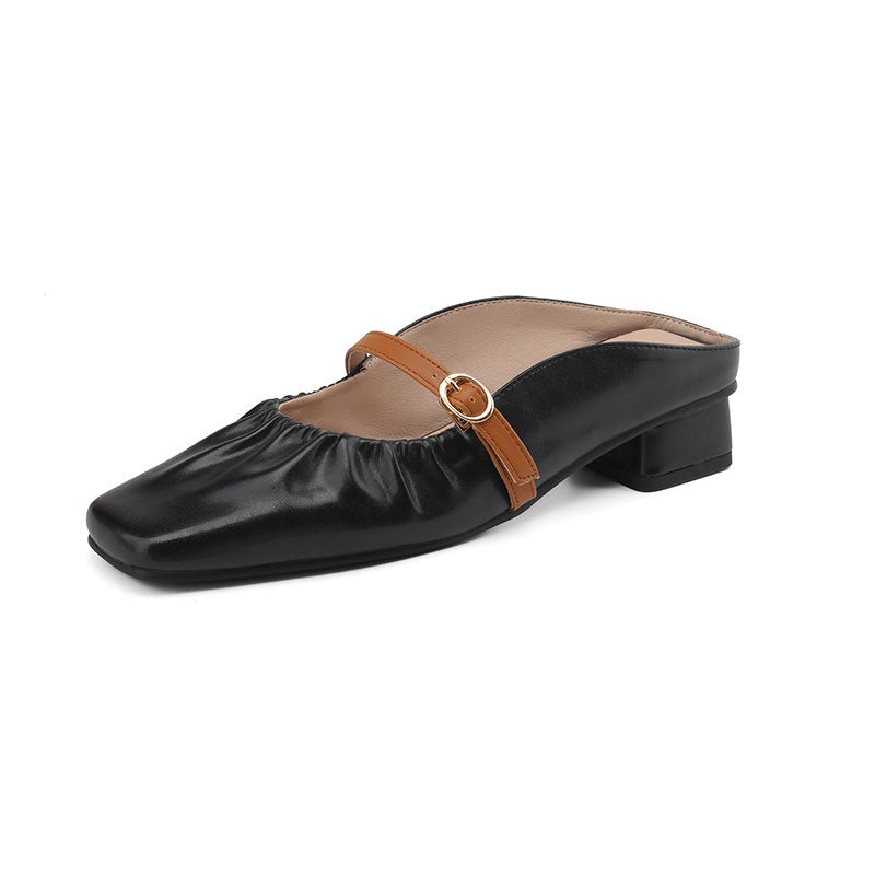 2024 Summer Casual Low Heel Square Head 33-43 Size Size Baotou Outdoor Slippers For Women - Image 1