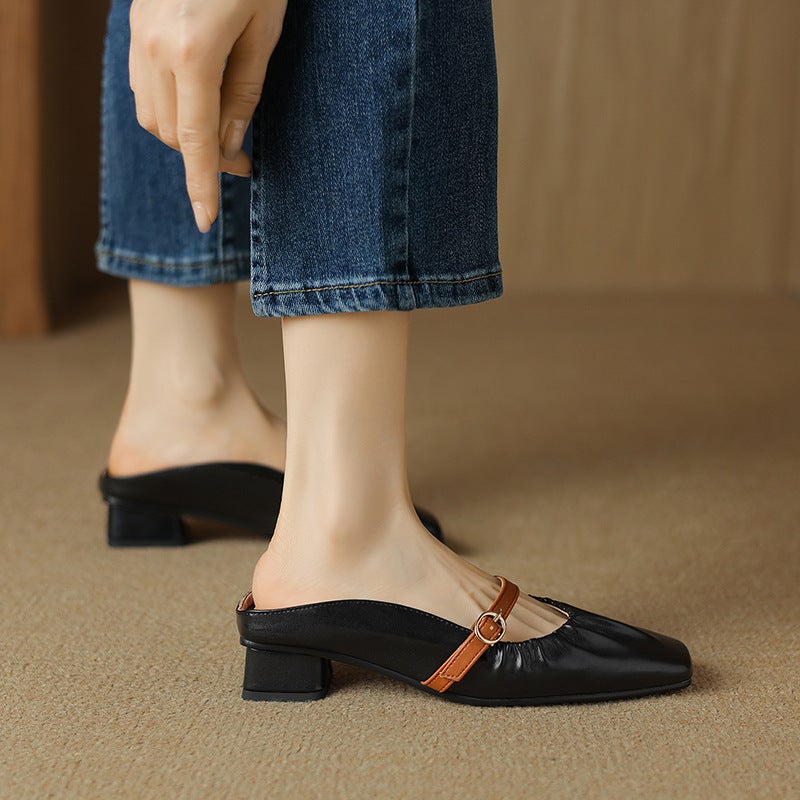 2024 Summer Casual Low Heel Square Head 33-43 Size Size Baotou Outdoor Slippers For Women - Image 4