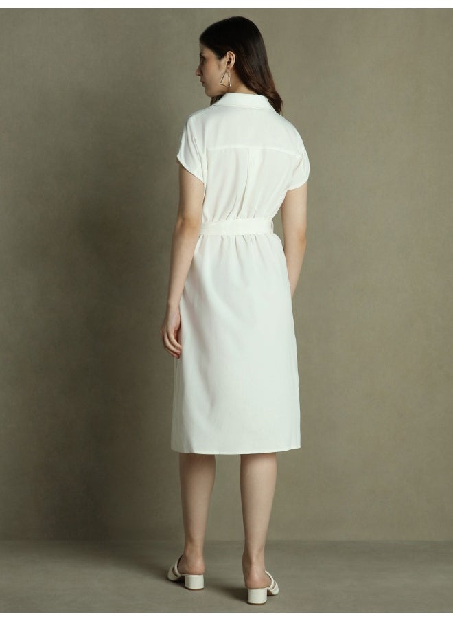 Dennis Lingo Offwhite Dress for Women - Regular Fit, Poly Moss  - Image 5