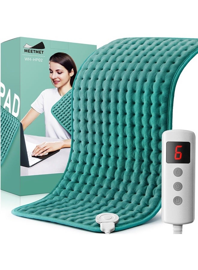 MEETMET Electric Heating Pads for Back Neck Shoulder Pain Relief, Gifts for Women, Men, Mom, Dad, Christmas, Mothers Day, Fathers Day with Auto Shut Off & 6 Heat Settings, Moist Dry Heat Options - Image 1