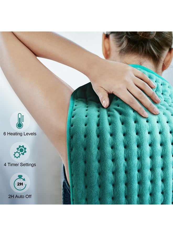 MEETMET Electric Heating Pads for Back Neck Shoulder Pain Relief, Gifts for Women, Men, Mom, Dad, Christmas, Mothers Day, Fathers Day with Auto Shut Off & 6 Heat Settings, Moist Dry Heat Options - Image 2