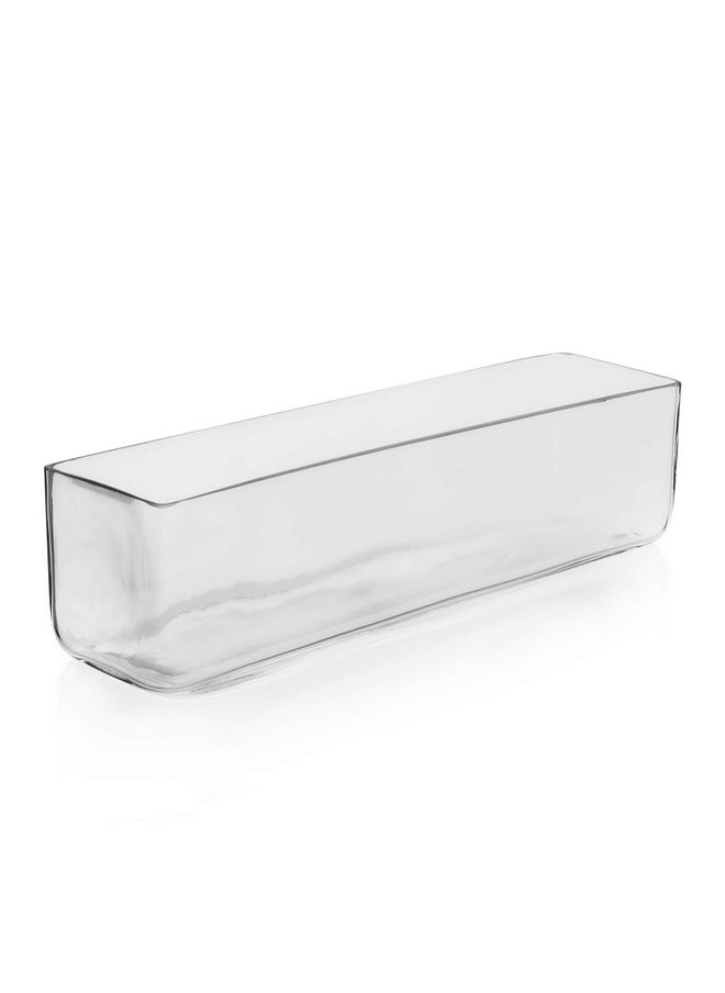CYS EXCEL Glass Rectangle Vase (H:4" Open:16"X4") | Multiple Size Choices Rectangular Flower Vase Centerpieces | Decorative Wedding Centerpiece Vases | Glass Terrarium Container  - Image 1