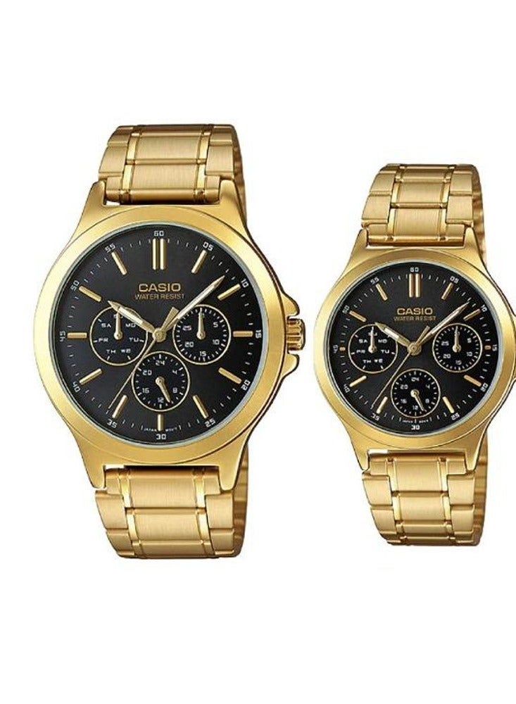CASIO Analog Multifunctional Stailnless Steel Gold Tone Unisex Watch MTP/LTP-V300G-1AVDF - Image 1