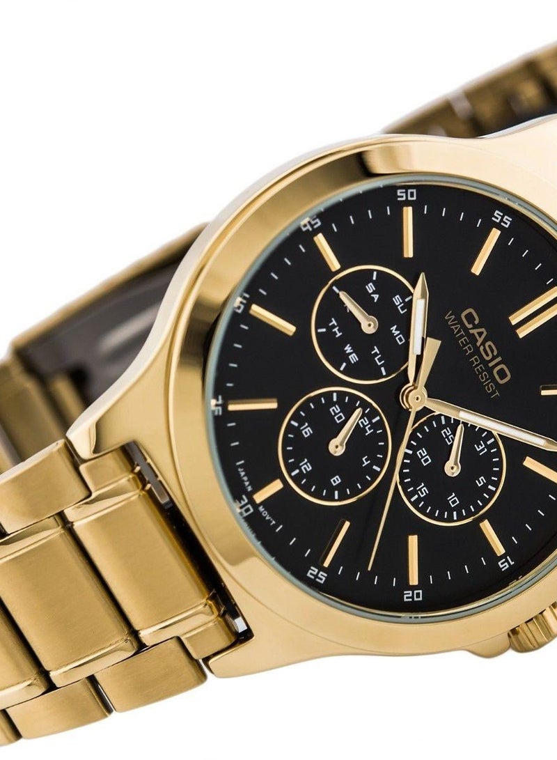 CASIO Analog Multifunctional Stailnless Steel Gold Tone Unisex Watch MTP/LTP-V300G-1AVDF - Image 4