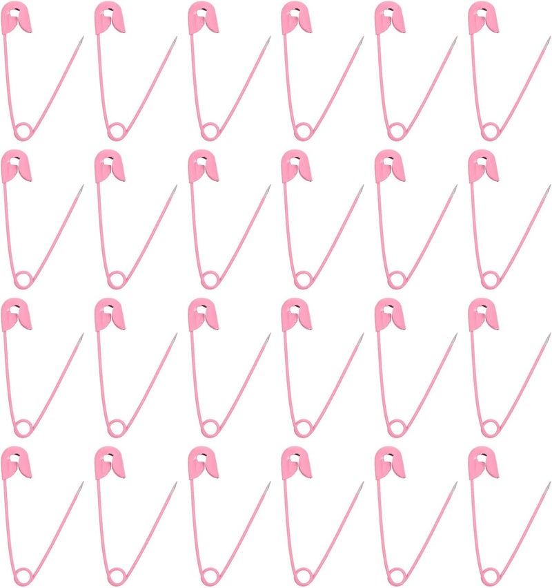 Healifty 100pcs Pink Sewing Pins Safety Pins for Clothes Multipurpose Clips for Craft Making and Handmade Accessories - Image 1