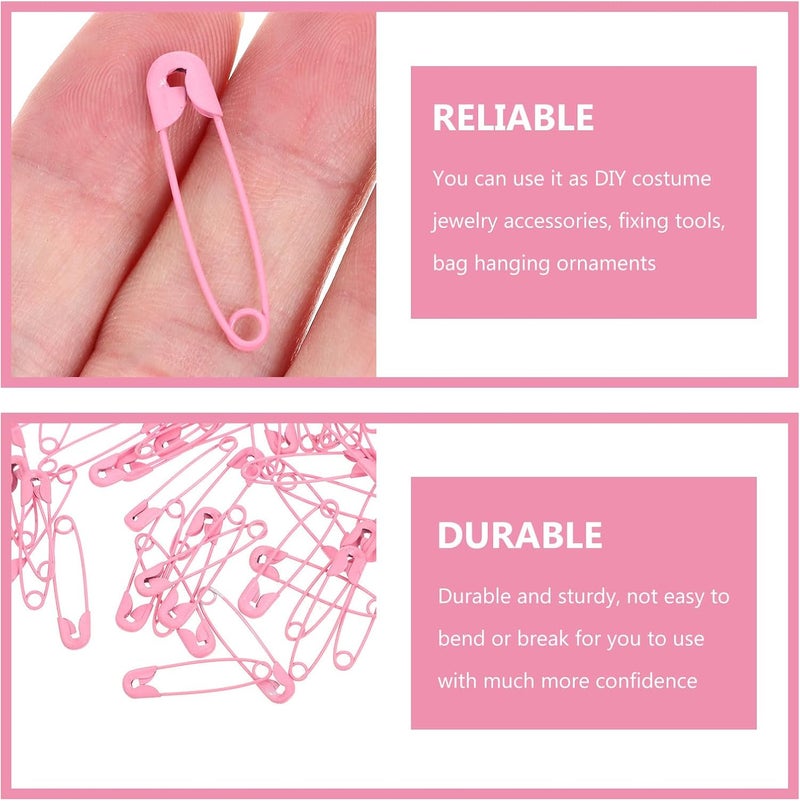 Healifty 100pcs Pink Sewing Pins Safety Pins for Clothes Multipurpose Clips for Craft Making and Handmade Accessories - Image 3