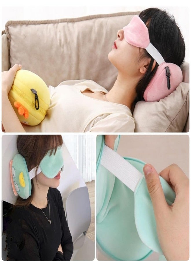 Zerolex 2-in-1 Travel Pillow and Eye Mask Set, Memory Foam Neck Support, Lightweight Portable Design, Cute Animal Plush Soft Eye Mask Blindfold for Sleeping, Nights and Travel - Image 2