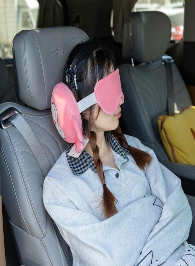 Zerolex 2-in-1 Travel Pillow and Eye Mask Set, Memory Foam Neck Support, Lightweight Portable Design, Cute Animal Plush Soft Eye Mask Blindfold for Sleeping, Nights and Travel - Image 3
