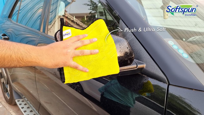 SOFTSPUN 900 GSM Microfiber Double Layered Silk Banded Edge Cloth 40x60 Cms 2 Piece Towel Set Extra Thick Microfiber Cleaning Cloths Perfect for Bike Auto Cars Both Interior and Exterior.â€¦ - Image 2