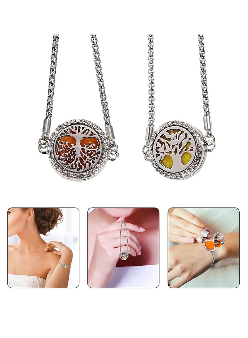 SYOSI Essential Oil Diffuser Bracelet Stainless Steel Aromatherapy Locket Adjustable Bracelet Set for Girls Women 2PCS Style  - Image 1