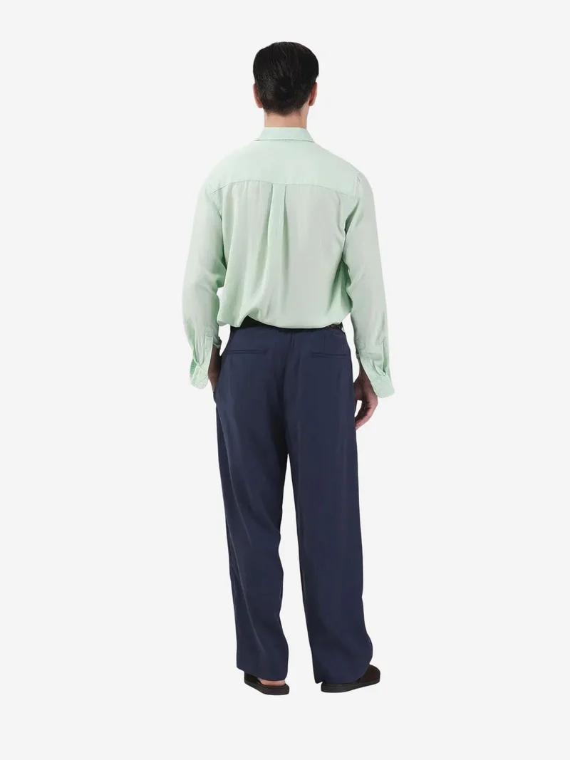 Giesto Navy Blue GIESTO Mid Waist Wide Leg Pleated Trousers for Men | Best Price UAE