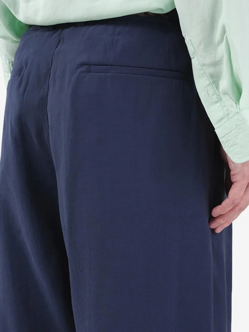 Giesto Navy Blue GIESTO Mid Waist Wide Leg Pleated Trousers for Men | Best Price UAE