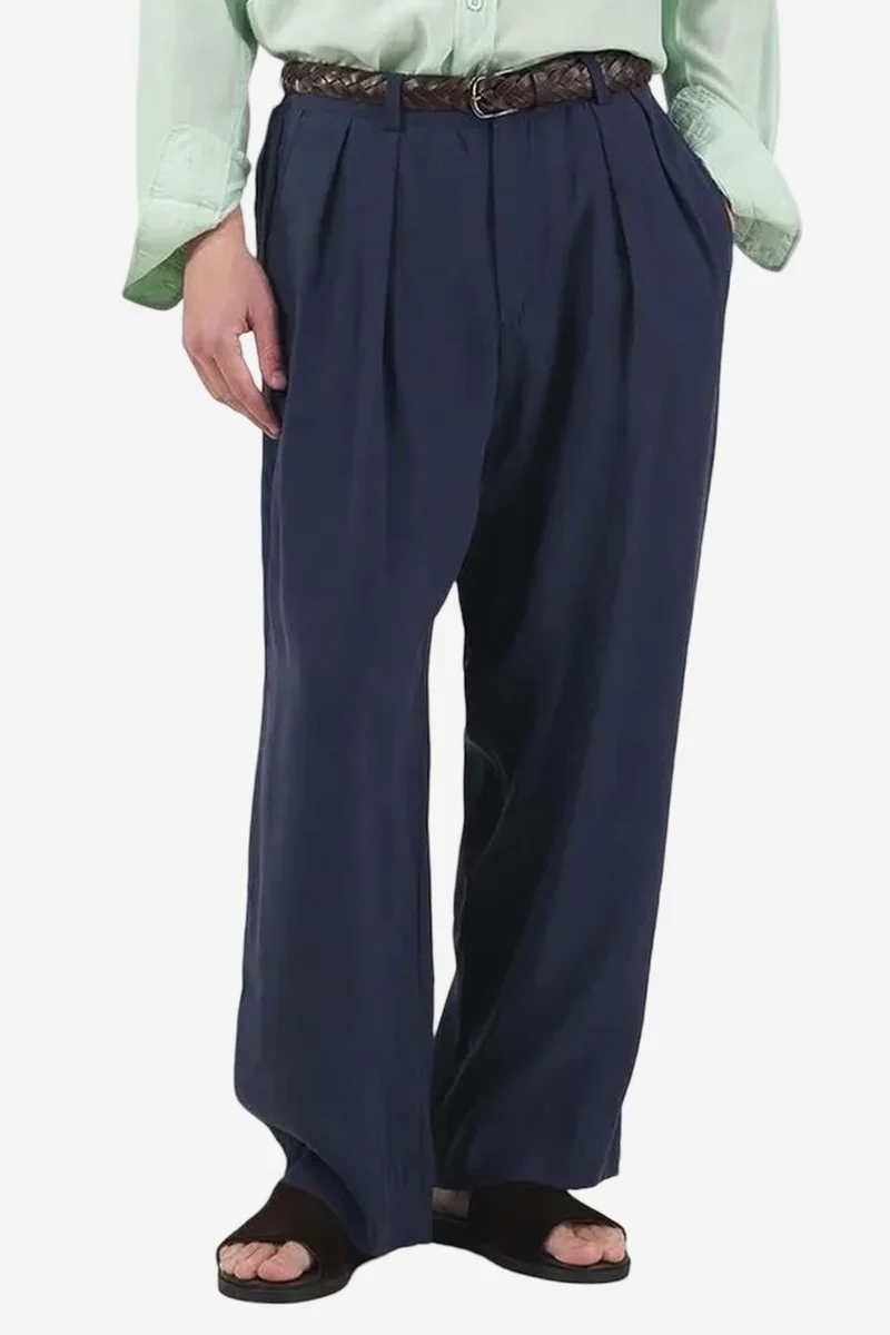GIESTO Mid Waist Wide Leg Pleated Trousers