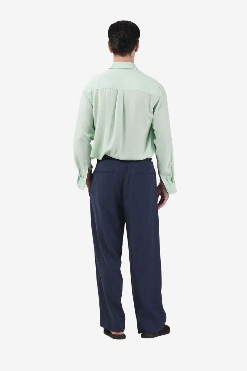 Giesto Navy Blue GIESTO Mid Waist Wide Leg Pleated Trousers for Men | Best Price UAE