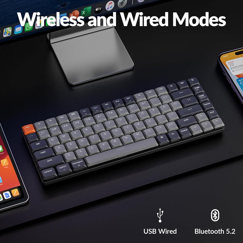 Keychron K3 Version 3 Low Profile Wireless Mechanical Keyboard, 75% Layout QMK Programmable Bluetooth 5.2/Wired, White Backlit with Shine-Through Keycaps for Mac Windows Linux - Image 3
