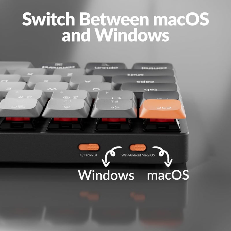 Keychron K3 Version 3 Low Profile Wireless Mechanical Keyboard, 75% Layout QMK Programmable Bluetooth 5.2/Wired, White Backlit with Shine-Through Keycaps for Mac Windows Linux - Image 4