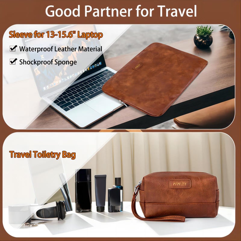 ITIEZY Garment Bag for Travel, Convertible Carry on Garment Duffel Bag for Men 3Pcs, Faux Leather Waterproof Large Weekender Bag for Men 2 in 1 Hanging Suitcase Suit Dress Business Travel Bag - Image 3