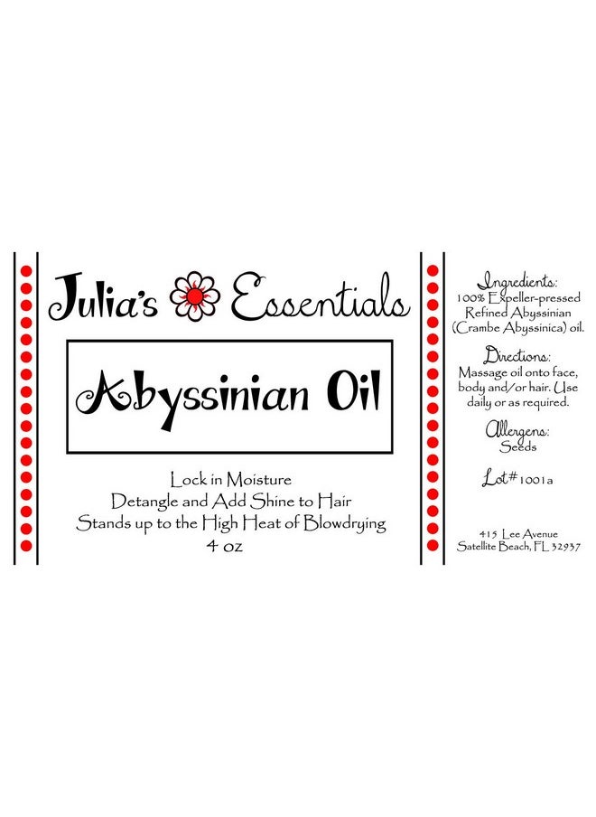 Julia's Essentials - Abyssinian Oil 100% Pure (Crambe Abyssinica) Naturally Grown In Canada Pressed Then Filtered For Virtually Weightless Hair And Face Oil. Acne Approved. (2Oz) - Image 1