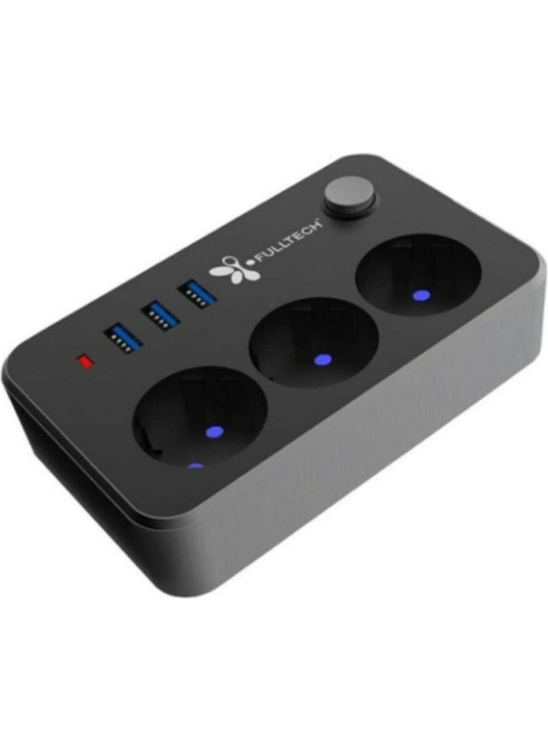 Fulltech 3-way Thermal Current Protected USB Input Socket  - Image 2