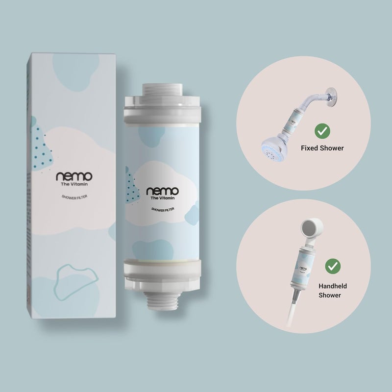 NEMO Vitamin Showerfilter (Pure Baby Powder) – Advanced Chlorine & Rust Removal | Vitamin C + Glycerin Enriched |Moisturising Filter for Soft Skin & Hair | Korean Water Purifier Technology | 1 Unit - Image 2