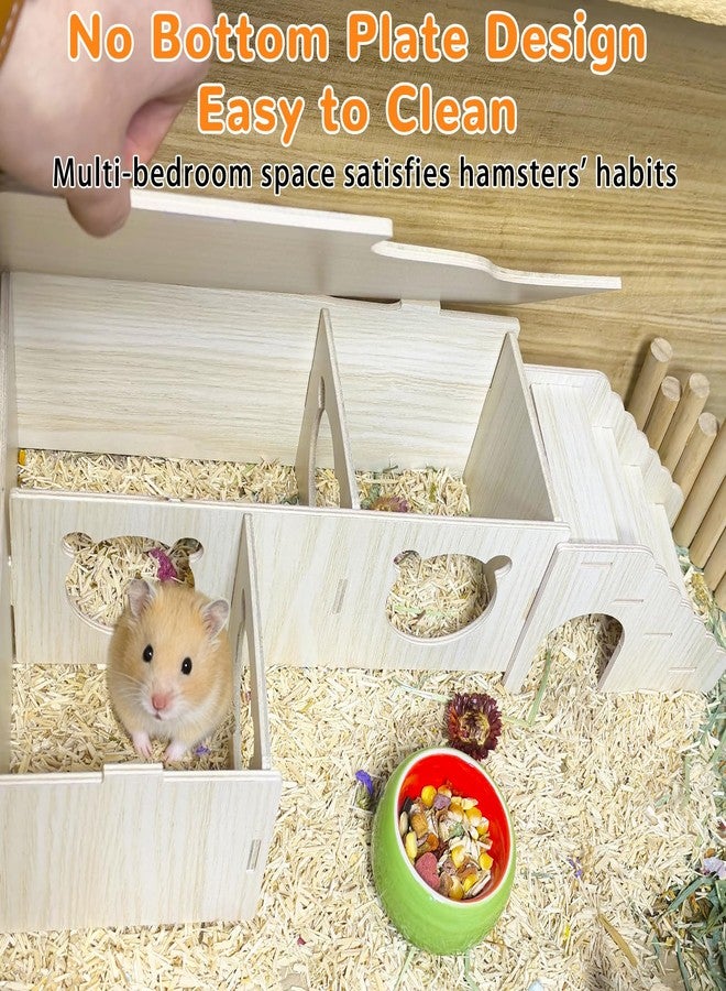Hamiledyi Hamster Hideout Multi-Chamber Hamster House Maze Tunnel Rat Cage Platform Stand Boards Habitats Decor Accessories for Gerbils Mice Lemmings (M) - Image 4