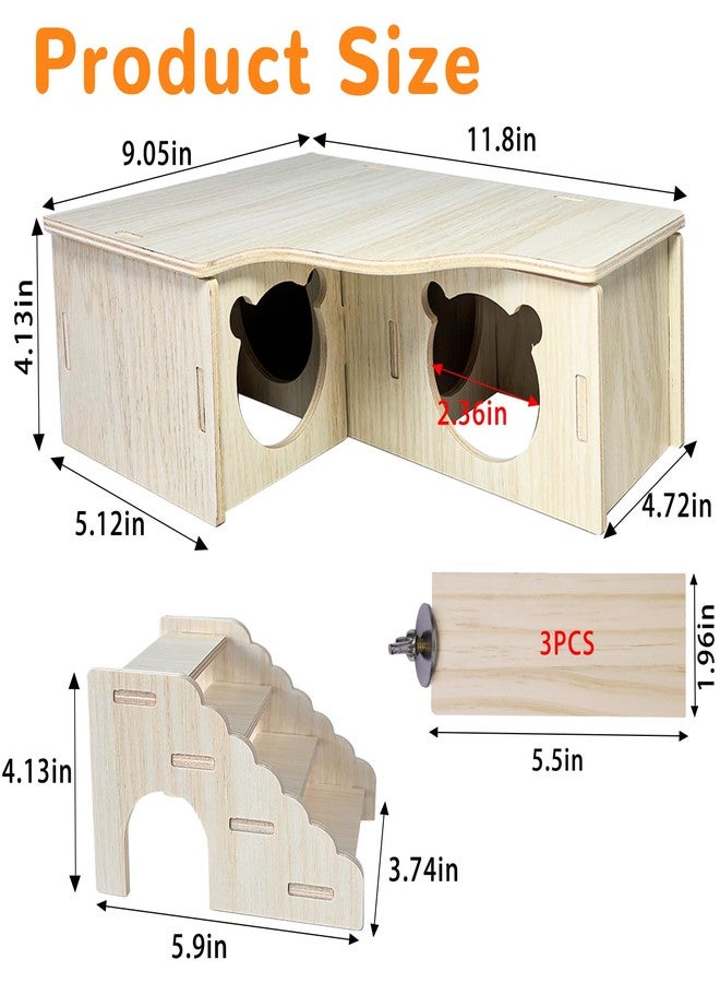 Hamiledyi Hamster Hideout Multi-Chamber Hamster House Maze Tunnel Rat Cage Platform Stand Boards Habitats Decor Accessories for Gerbils Mice Lemmings (M) - Image 2