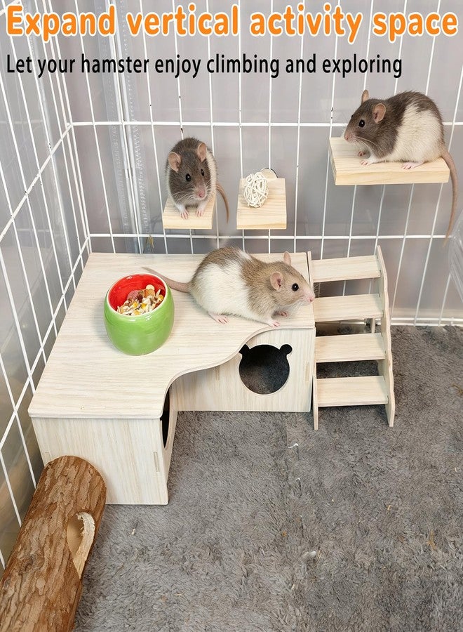 Hamiledyi Hamster Hideout Multi-Chamber Hamster House Maze Tunnel Rat Cage Platform Stand Boards Habitats Decor Accessories for Gerbils Mice Lemmings (M) - Image 3