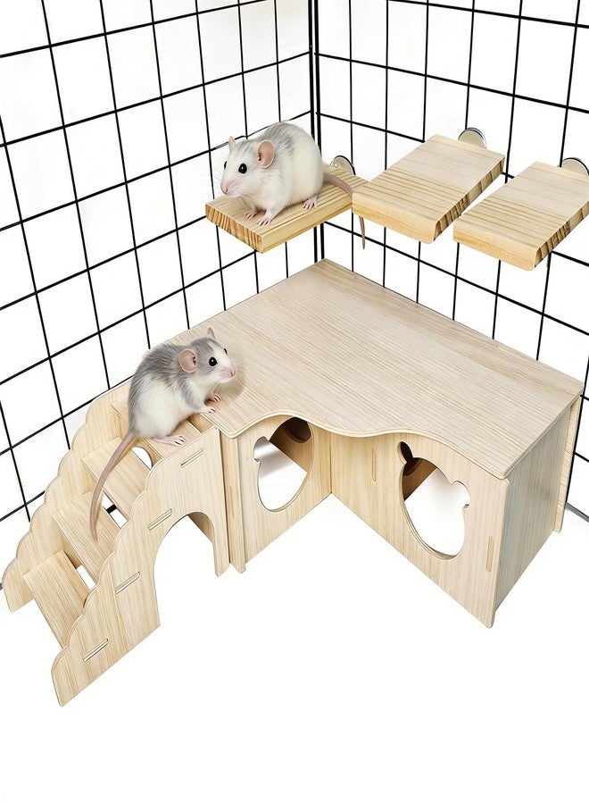 Hamiledyi Hamster Hideout Multi-Chamber Hamster House Maze Tunnel Rat Cage Platform Stand Boards Habitats Decor Accessories for Gerbils Mice Lemmings (M) - Image 1