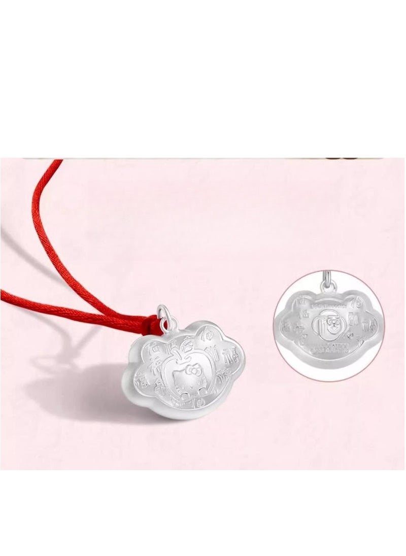 ZGO Full Silver 999 Longevity Lock Necklace, Baby's Hundred Day Full Moon One Year Gift  - Image 3